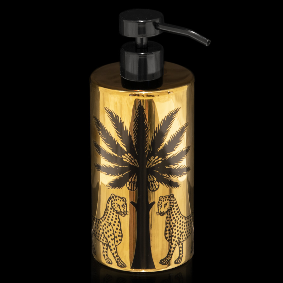 Ceramic Gold & Black Bottle with 500ml Liquid Soap Refill Fico d'India