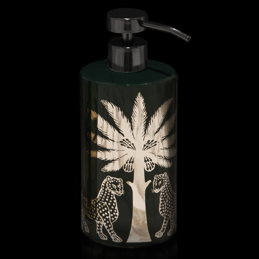 Ceramic Green & Silver Bottle with 500ml Liquid Soap Refill 